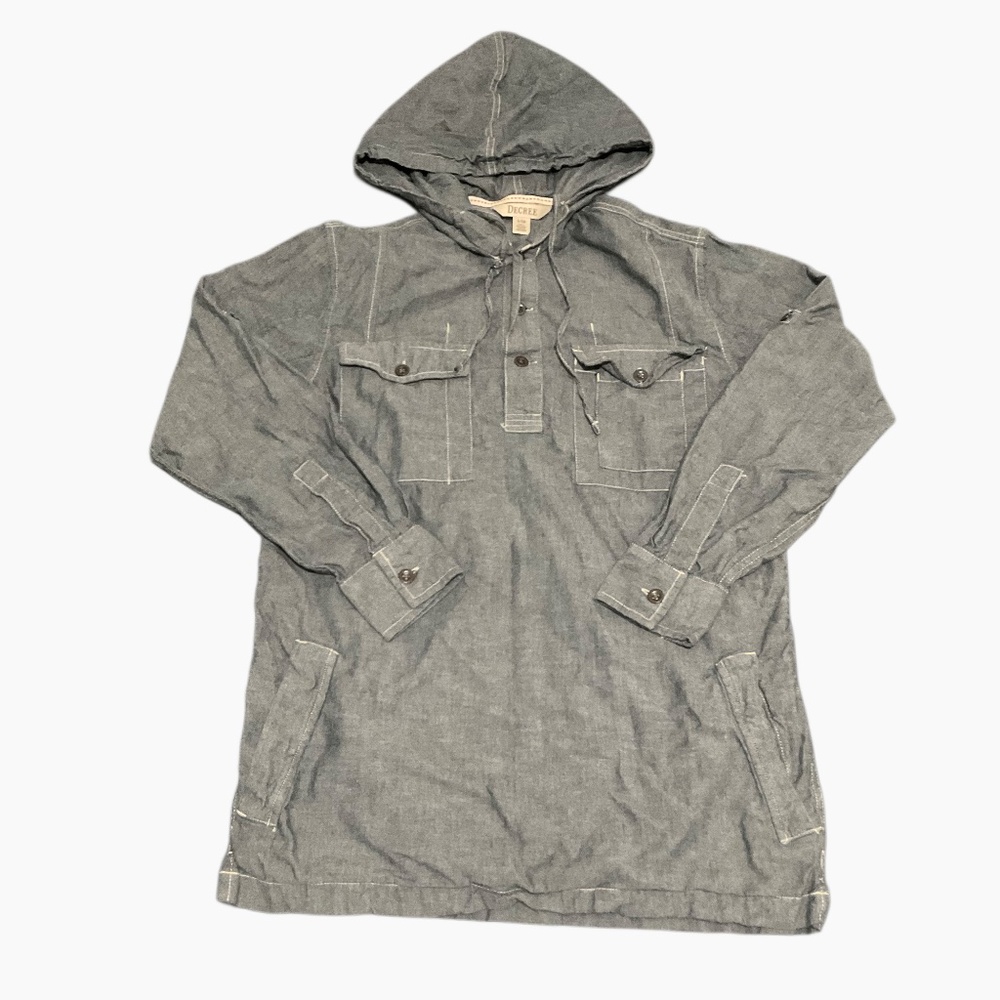 Decree Shirt Mens S Hooded Long Sleeve Grey Relaxed Fit